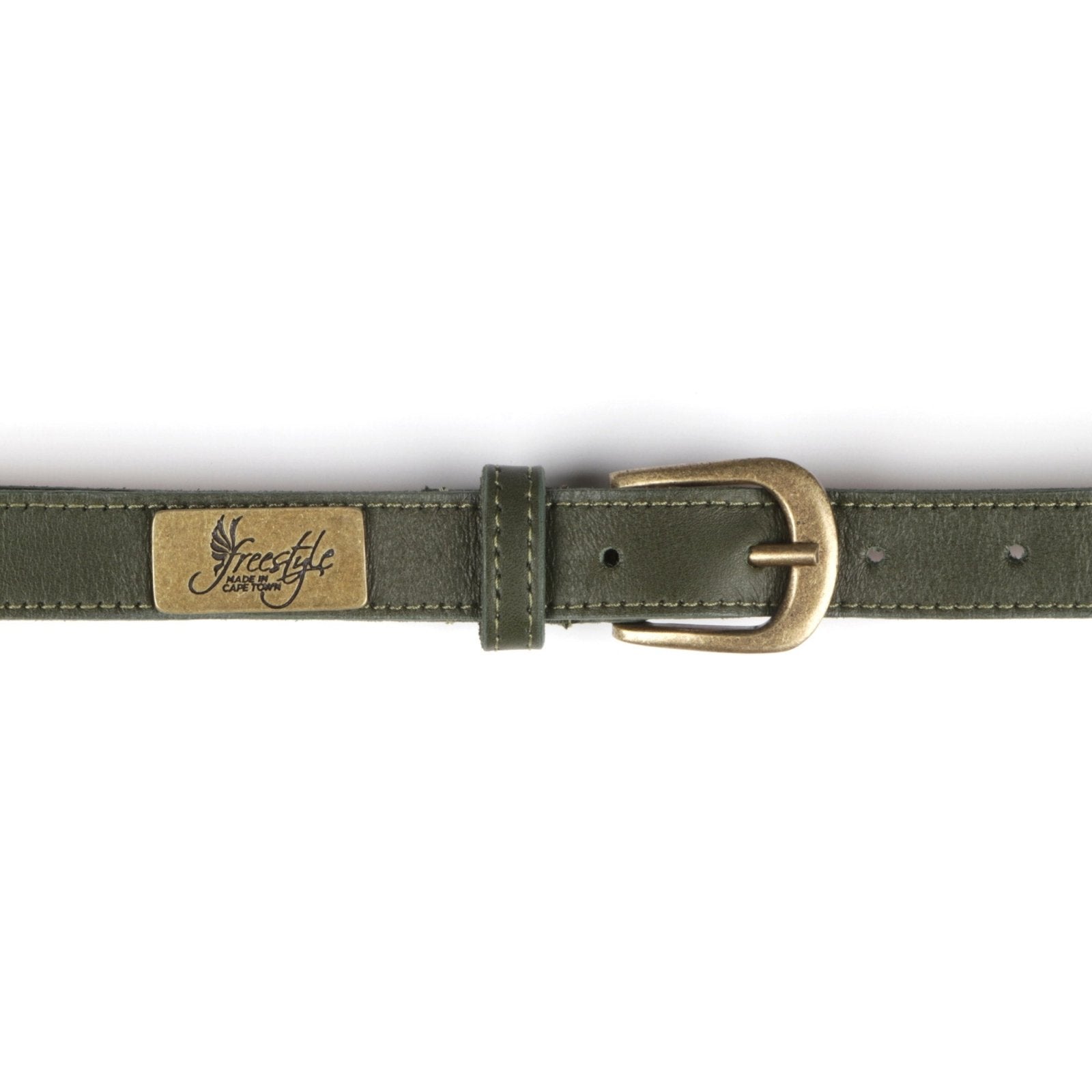 Black Friday - Lexi 22mm Ladies Olive Green Premium Leather Belt - Freestyle SA Proudly local leather boots veldskoens vellies leather shoes suede veldskoens