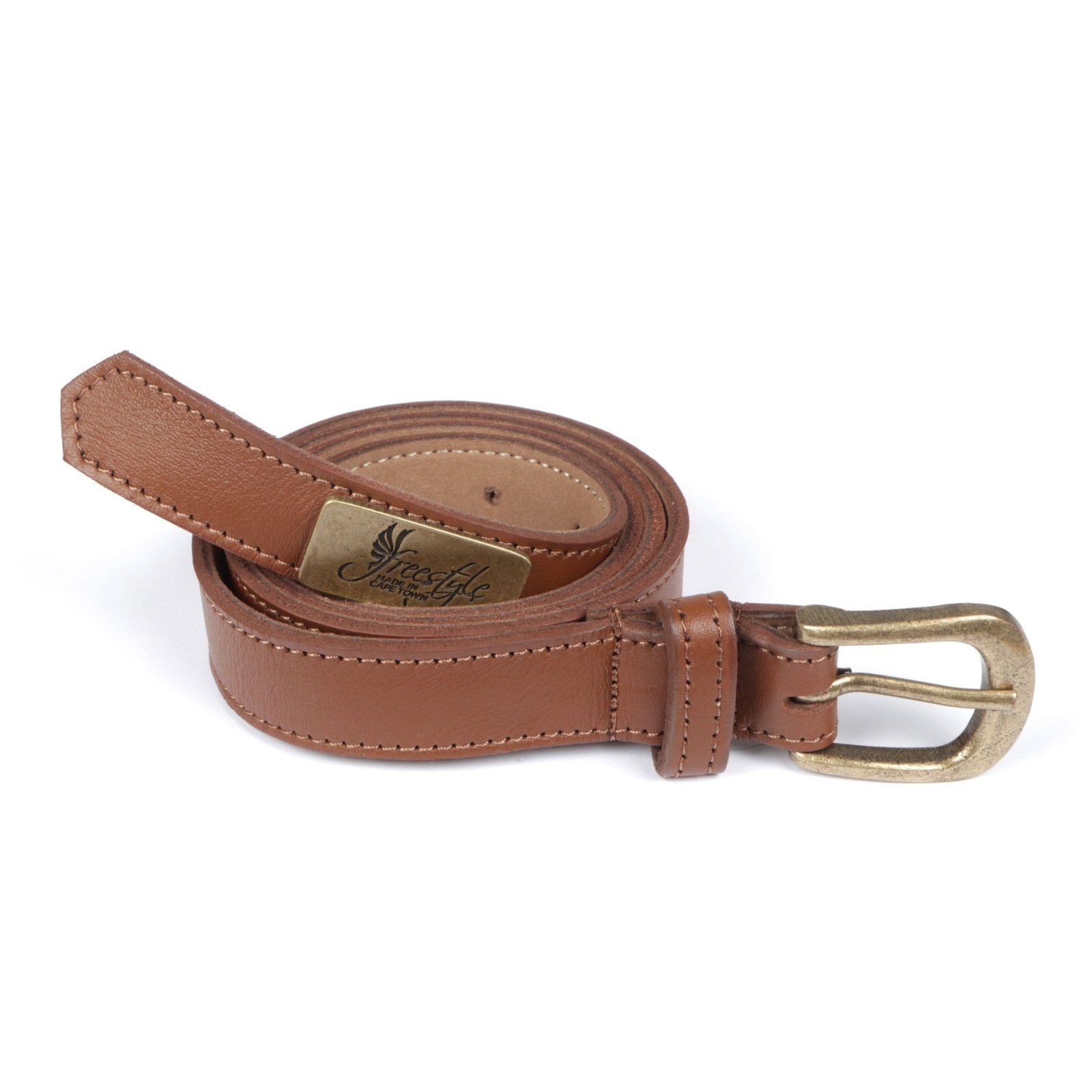 Black Friday - Lexi 22mm Ladies Onspan Brown Premium Leather Belt - Freestyle SA Proudly local leather boots veldskoens vellies leather shoes suede veldskoens