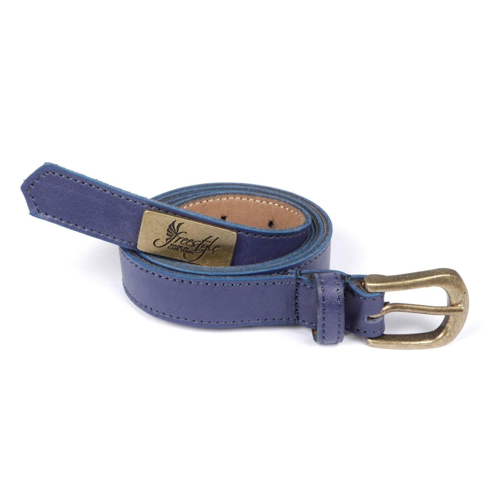 Black Friday - Lexi 22mm Ladies Onspan Cobalt Blue Premium Leather Belt - Freestyle SA Proudly local leather boots veldskoens vellies leather shoes suede veldskoens
