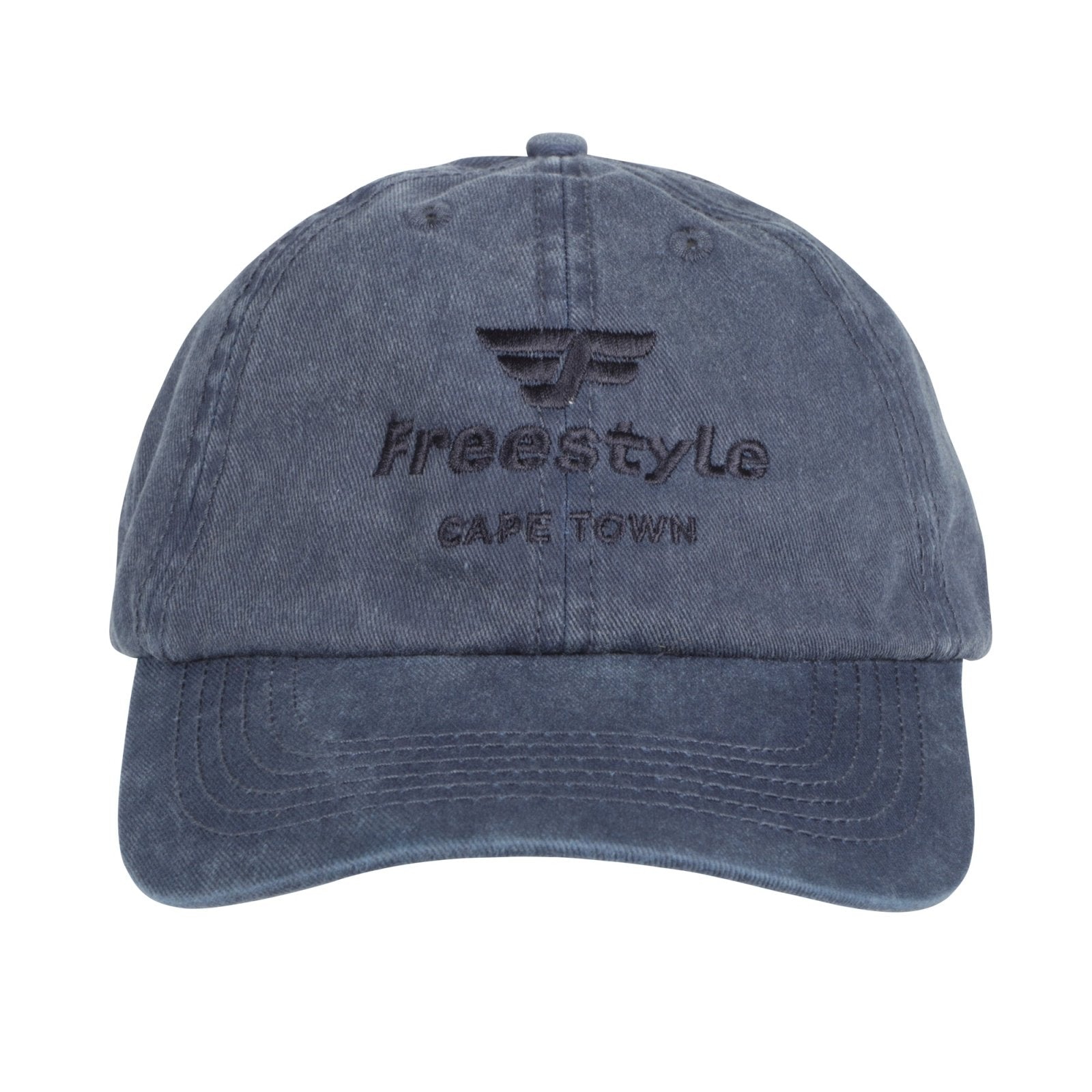 Peak Cap Washed Navy Blue 100% Cotton - Freestyle SA Proudly local leather boots veldskoens vellies leather shoes suede veldskoens
