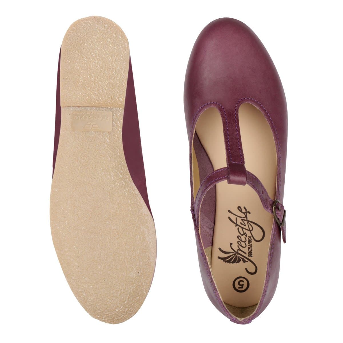 Katie T-Bar Premium Leather Ladies Pump