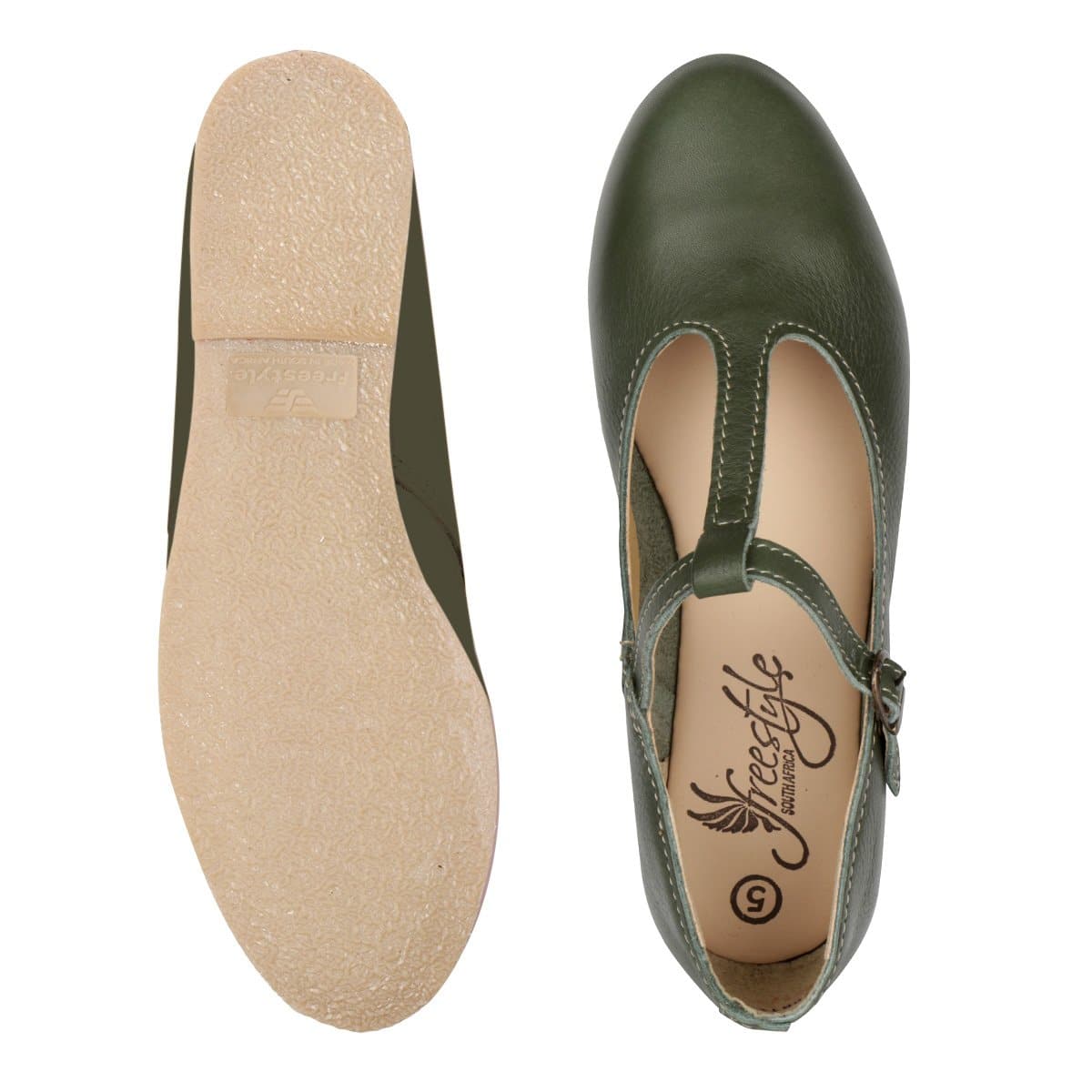 Katie T-Bar Premium Leather Ladies Pump