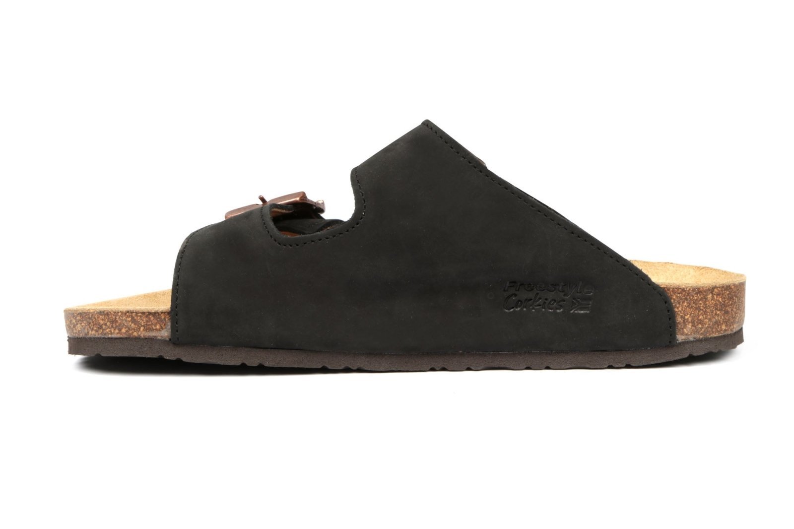 Freestyle Corkies Mattheus Premium Leather Anatomical Health Sandal - Nubuck Black - Freestyle SA Proudly local leather boots veldskoens vellies leather shoes suede veldskoens