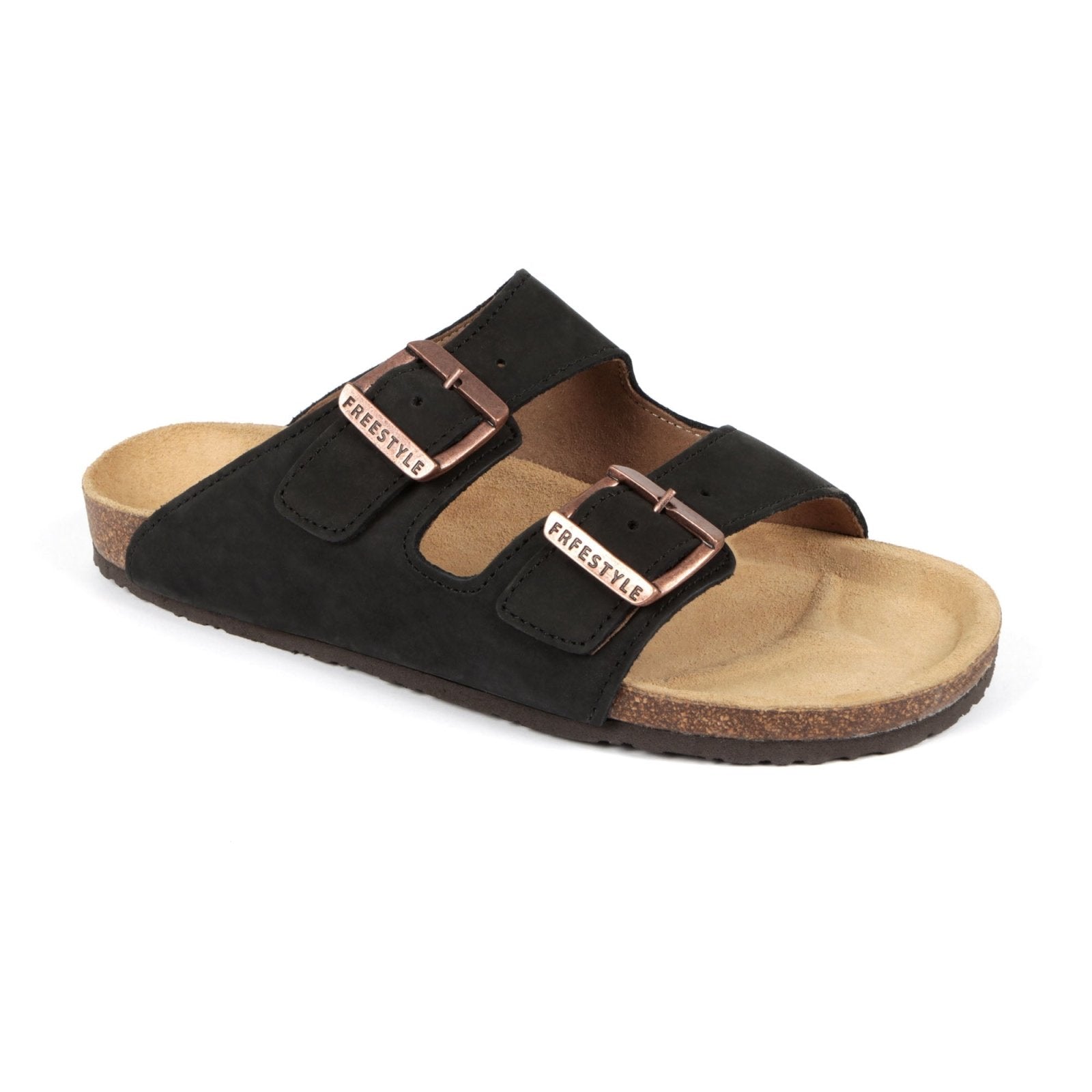 Freestyle Corkies Mattheus Premium Leather Anatomical Health Sandal - Nubuck Black - Freestyle SA Proudly local leather boots veldskoens vellies leather shoes suede veldskoens