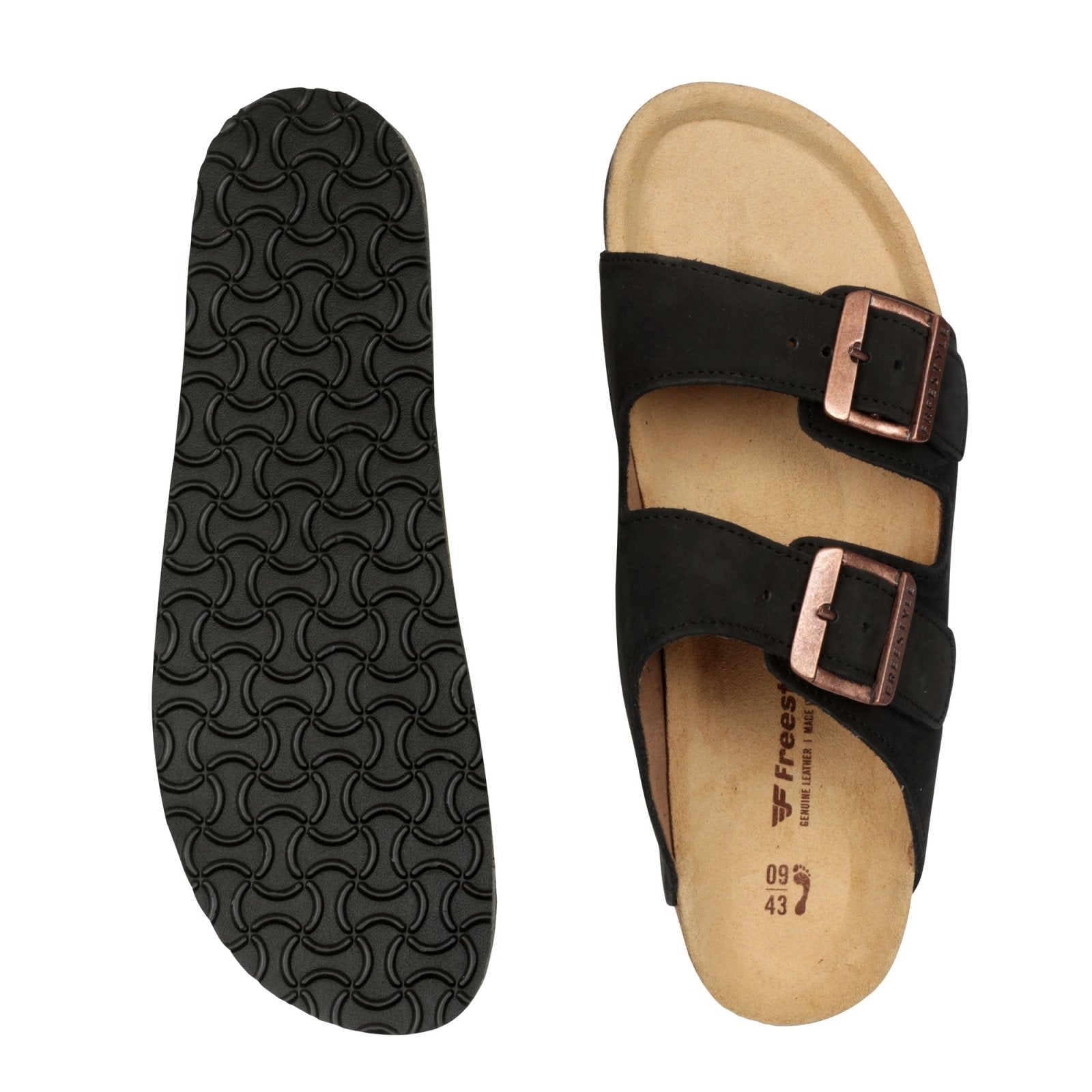 Freestyle Corkies Mattheus Premium Leather Anatomical Health Sandal - Nubuck Black - Freestyle SA Proudly local leather boots veldskoens vellies leather shoes suede veldskoens