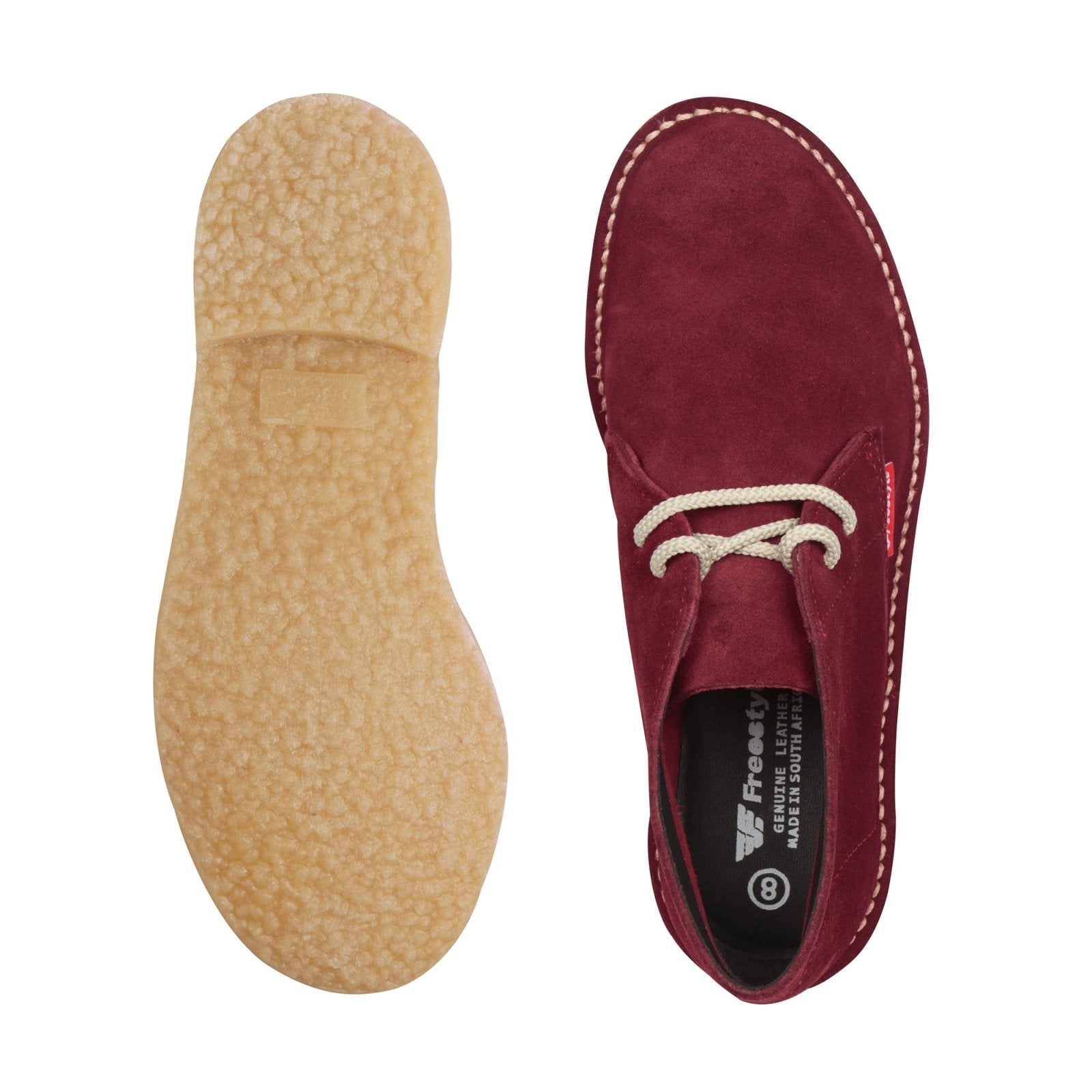 Hunter Vellie Unisex Premium Suede Veldskoen - Burgundy - Freestyle SA Proudly local vellies leather boots veldskoens vellies leather shoes suede veldskoens