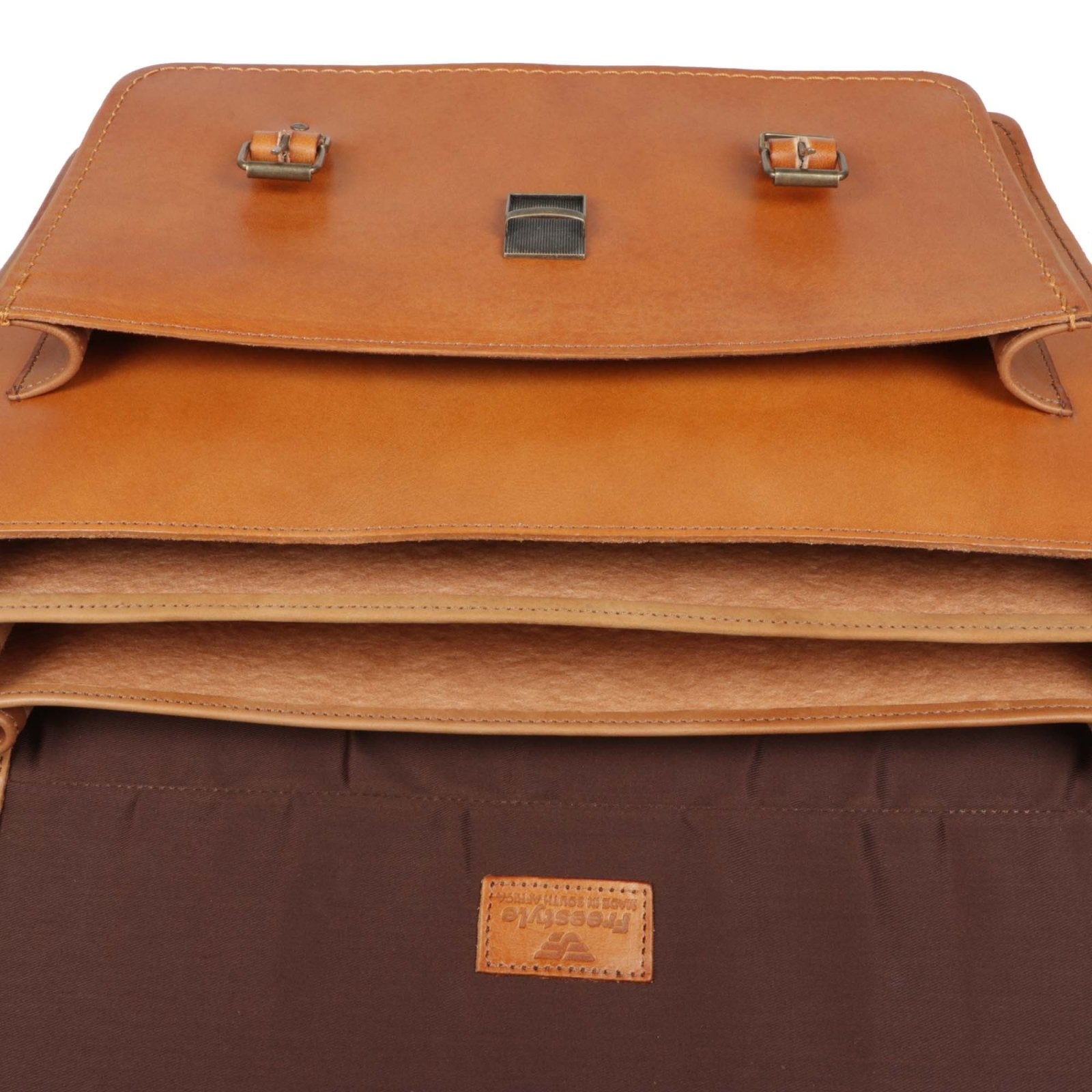 Scholar III vegetable-tanned leather satchel - Freestyle SA Proudly local leather boots veldskoens vellies leather shoes suede veldskoens