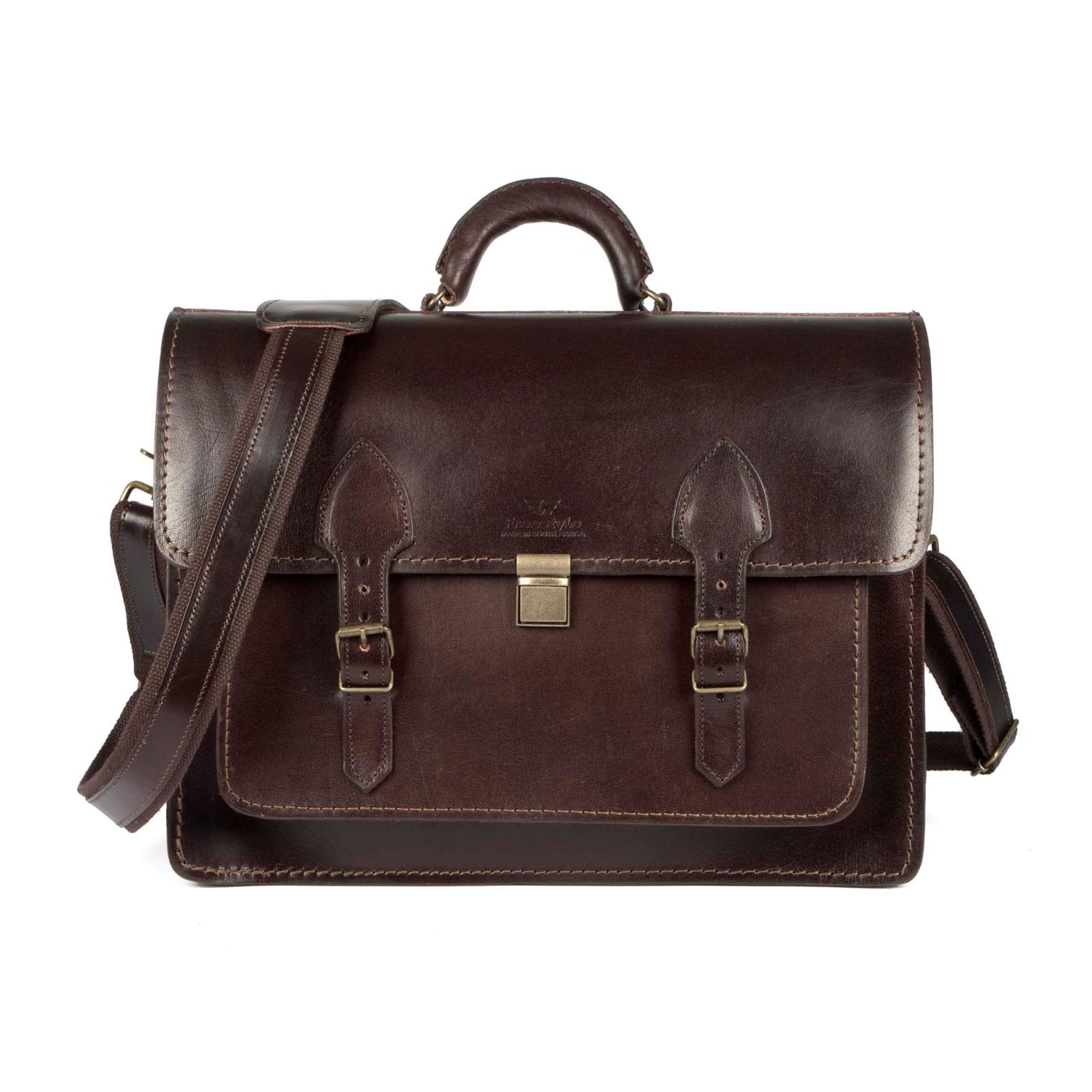 Scholar III vegetable-tanned leather satchel - Freestyle SA Proudly local leather boots veldskoens vellies leather shoes suede veldskoens