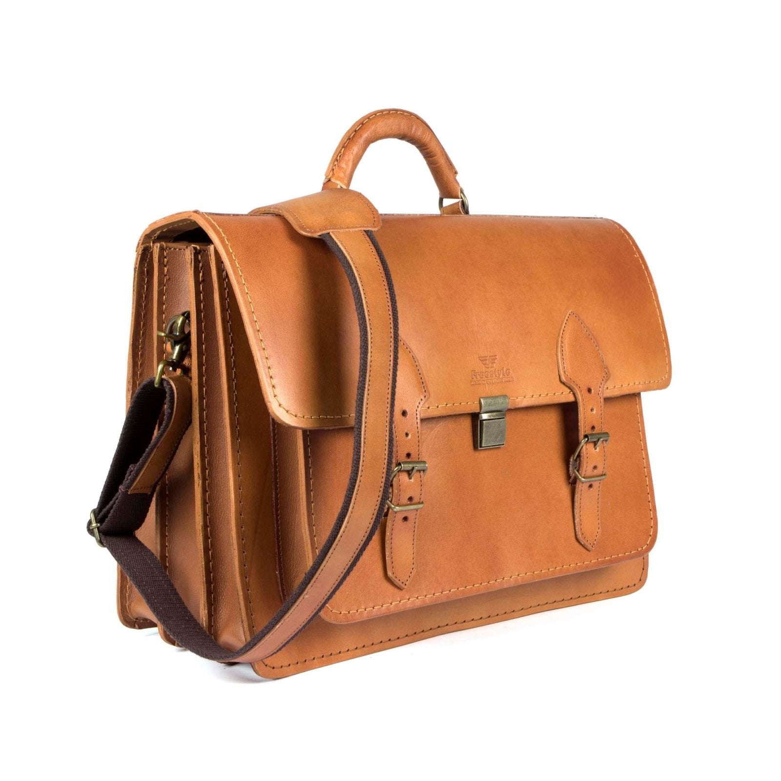 Scholar III vegetable-tanned leather satchel - Freestyle SA Proudly local leather boots veldskoens vellies leather shoes suede veldskoens