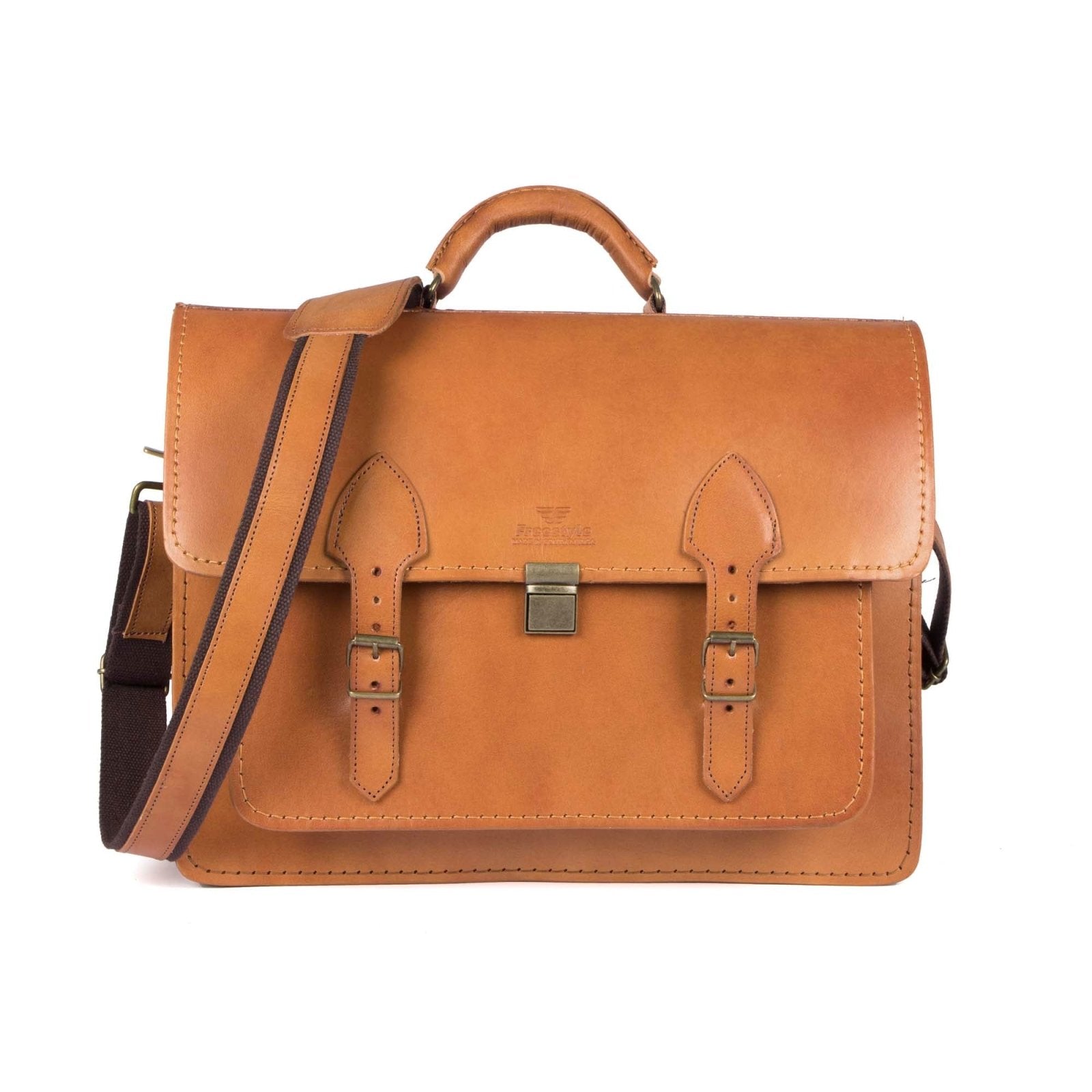 Scholar III vegetable-tanned leather satchel - Freestyle SA Proudly local leather boots veldskoens vellies leather shoes suede veldskoens