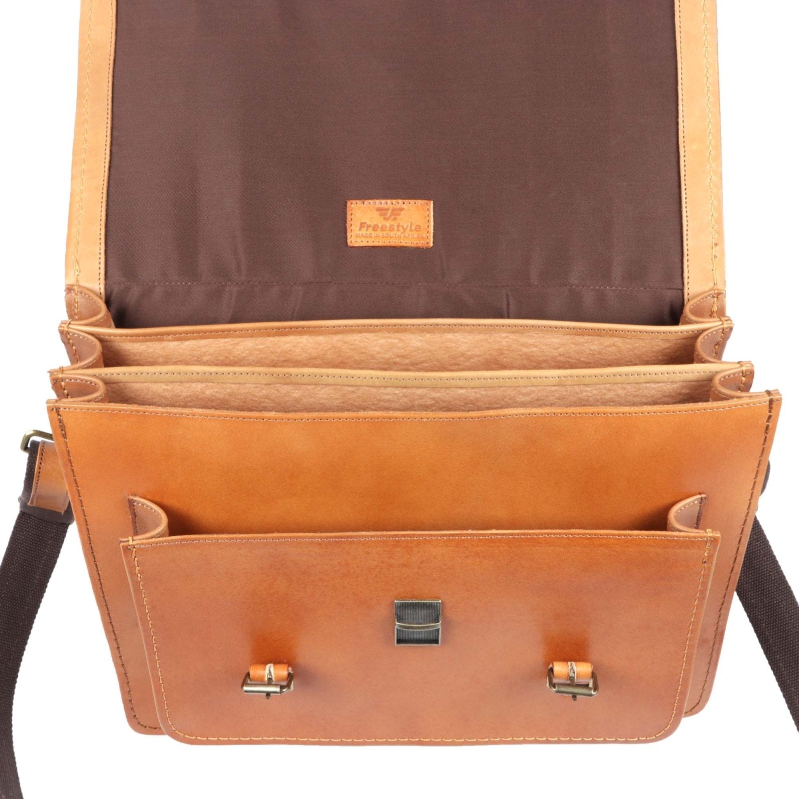 Scholar III vegetable-tanned leather satchel - Freestyle SA Proudly local leather boots veldskoens vellies leather shoes suede veldskoens