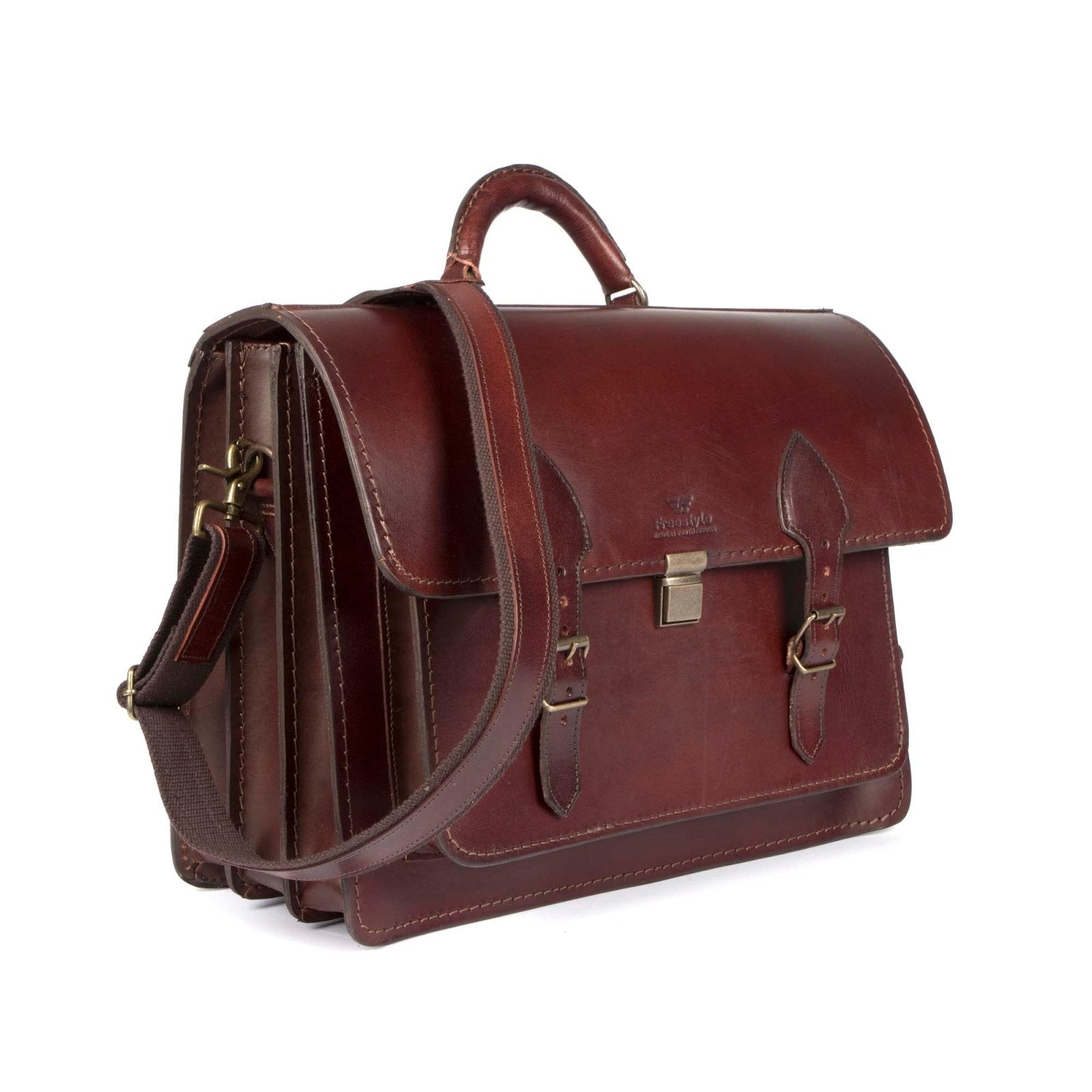 Scholar III vegetable-tanned leather satchel - Freestyle SA Proudly local leather boots veldskoens vellies leather shoes suede veldskoens