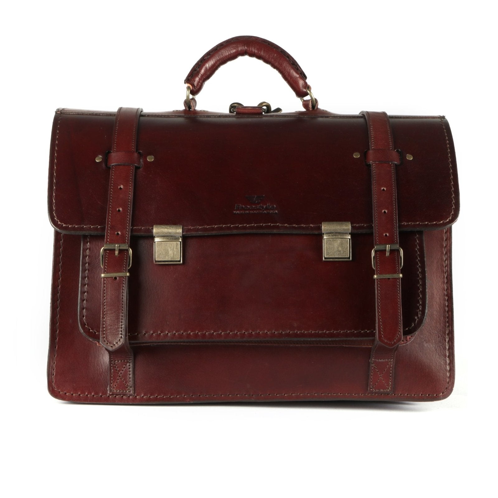 Scholar V vegetable-tanned leather satchel - Freestyle SA Proudly local leather boots veldskoens vellies leather shoes suede veldskoens