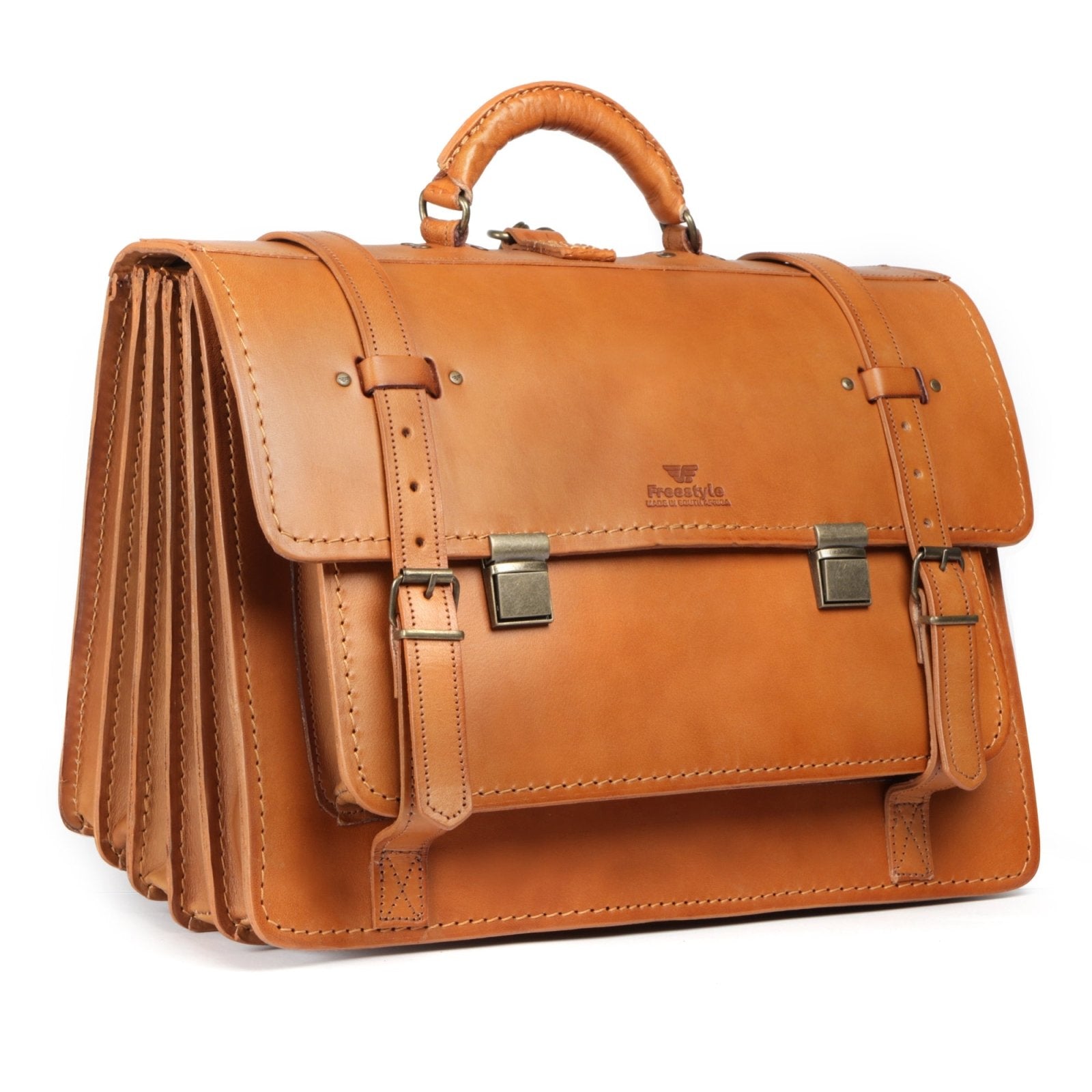 Scholar V vegetable-tanned leather satchel - Freestyle SA Proudly local leather boots veldskoens vellies leather shoes suede veldskoens