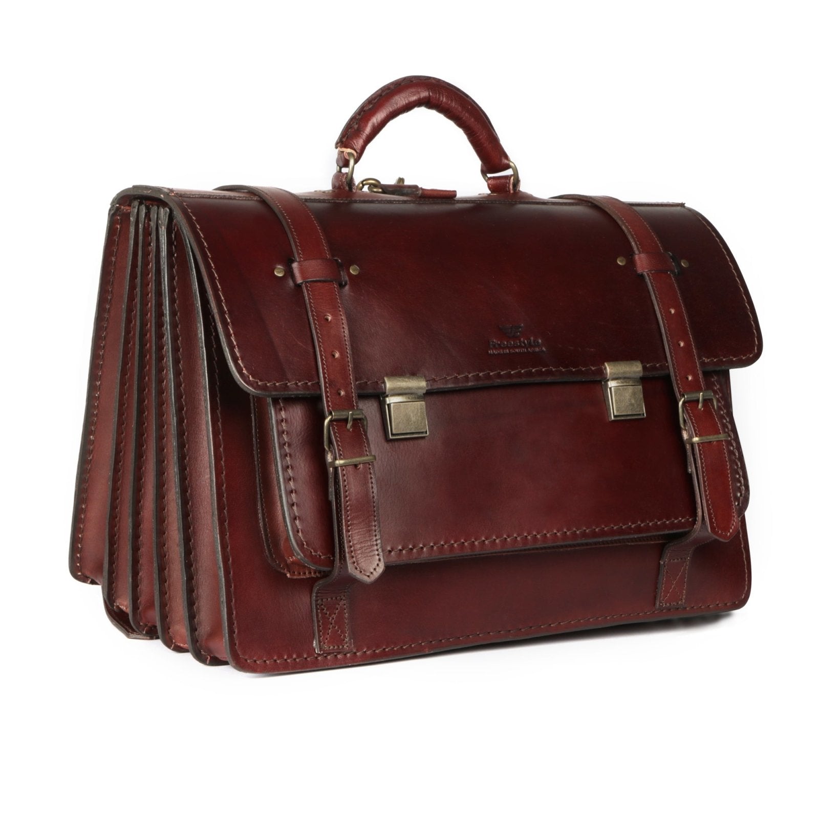 Scholar V vegetable-tanned leather satchel - Freestyle SA Proudly local leather boots veldskoens vellies leather shoes suede veldskoens