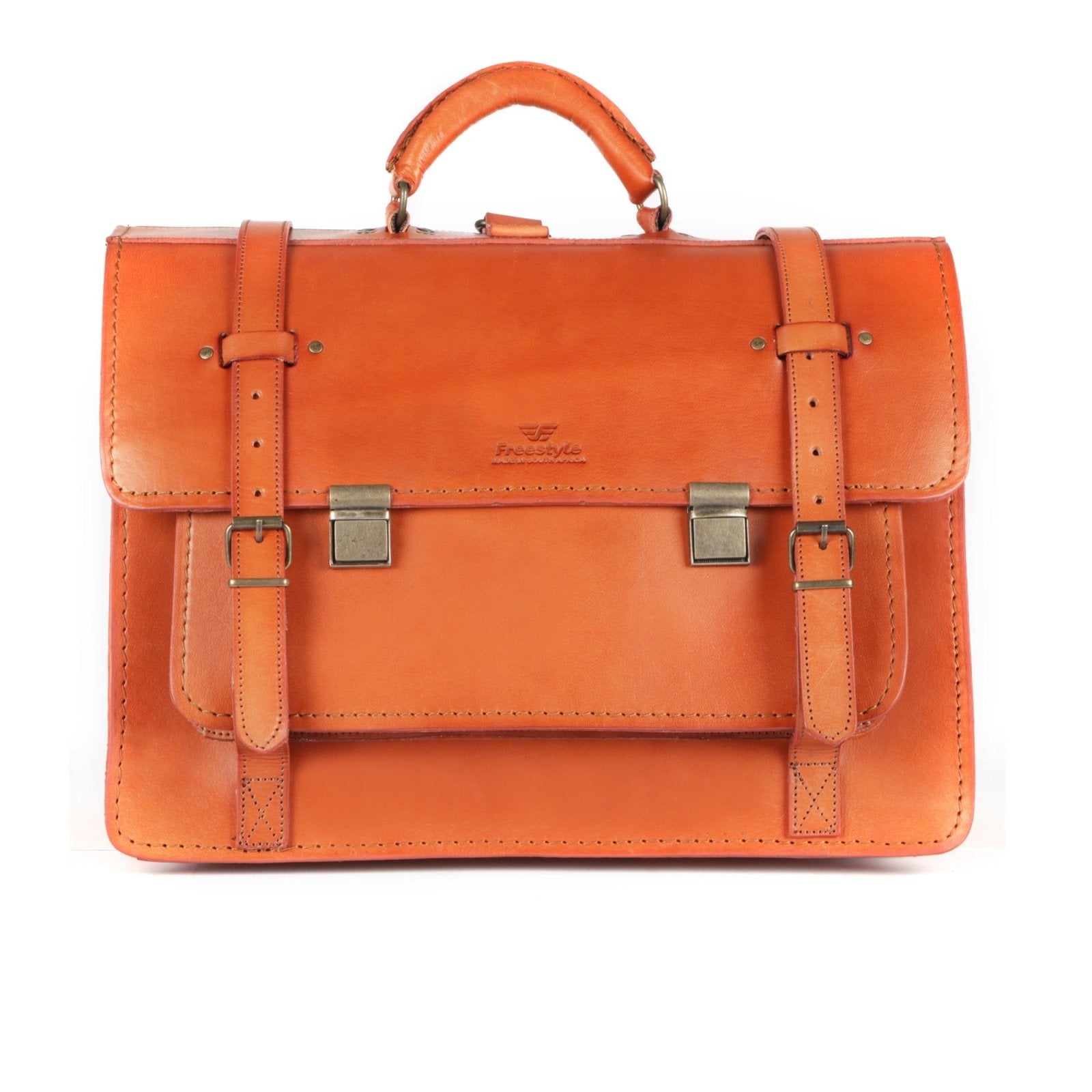 Scholar V vegetable-tanned leather satchel - Freestyle SA Proudly local leather boots veldskoens vellies leather shoes suede veldskoens