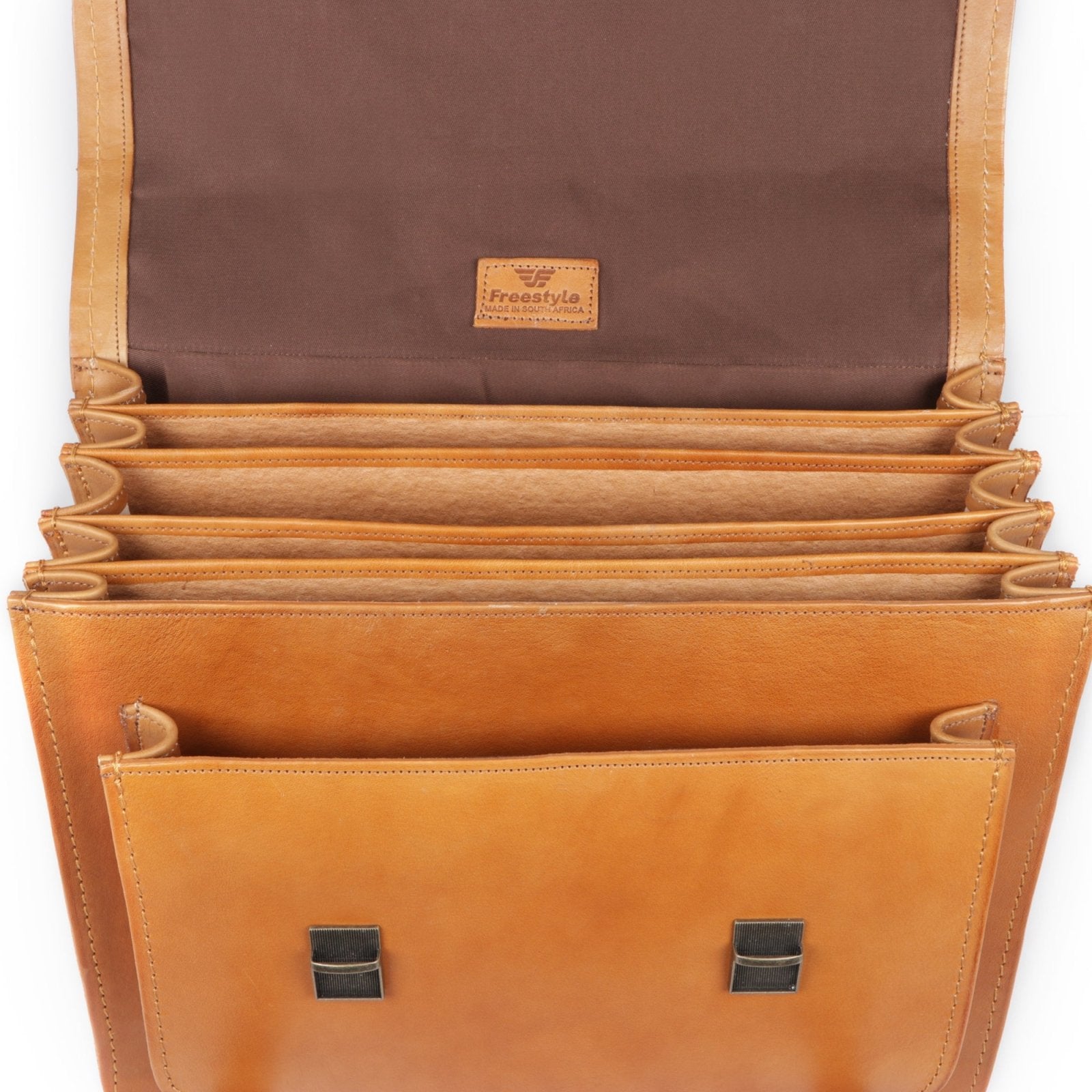 Scholar V vegetable-tanned leather satchel - Freestyle SA Proudly local leather boots veldskoens vellies leather shoes suede veldskoens