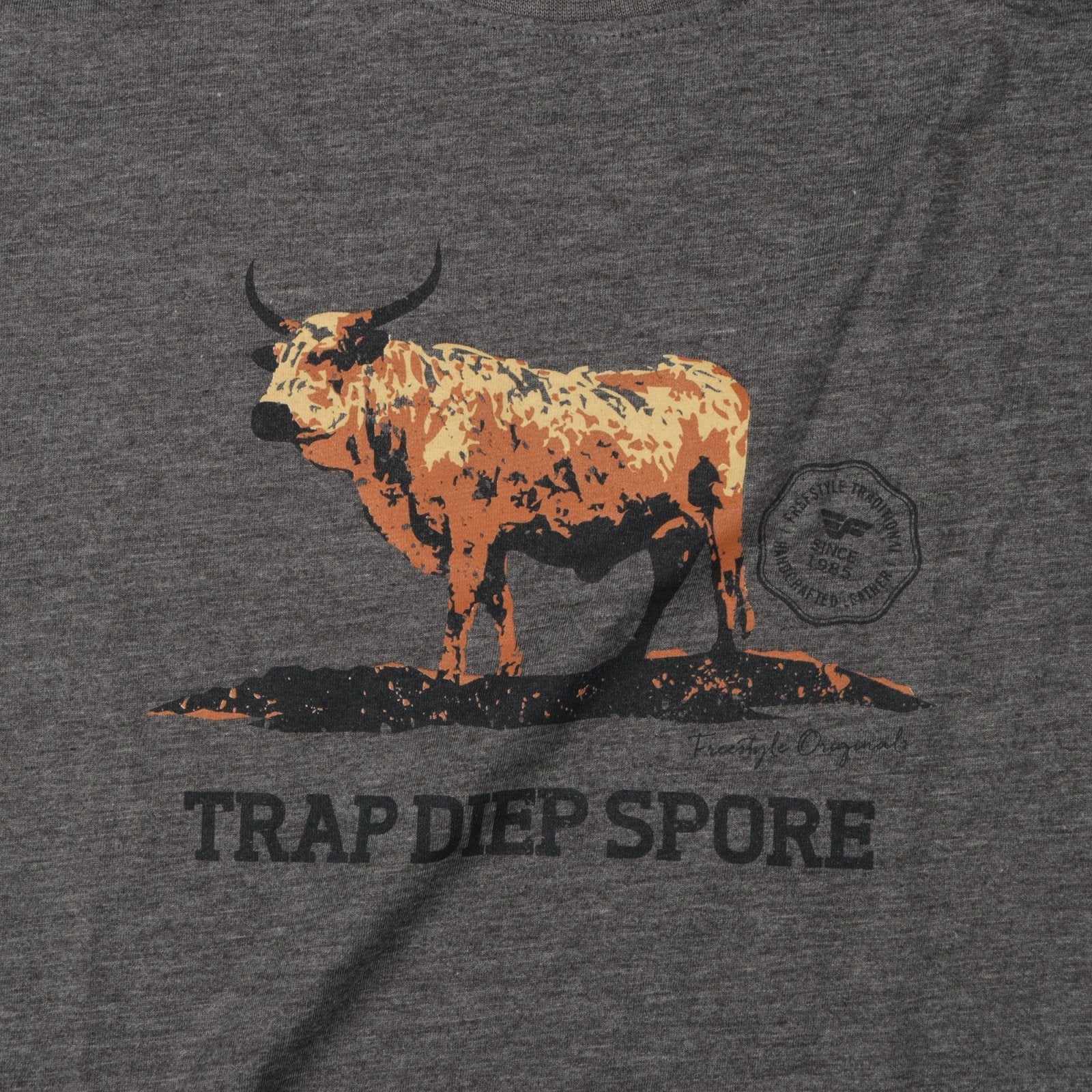 Tee Freestyle Nguni Brown Grey Melange T-Shirt - Freestyle SA Proudly local leather boots veldskoens vellies leather shoes suede veldskoens