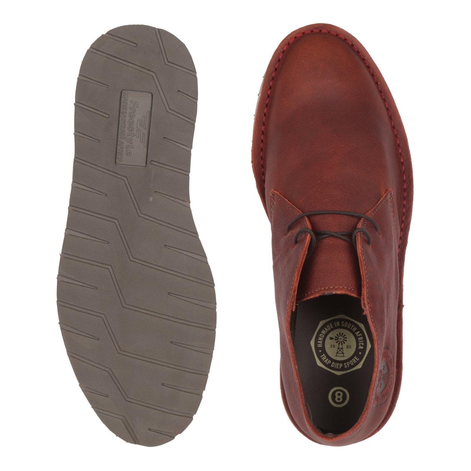 Black Friday Freestyle Lansdowne Gevaarlike Leather Veldskoen - Waxy Chestnut - Freestyle SA Proudly local vellies leather boots veldskoens vellies leather shoes suede veldskoens