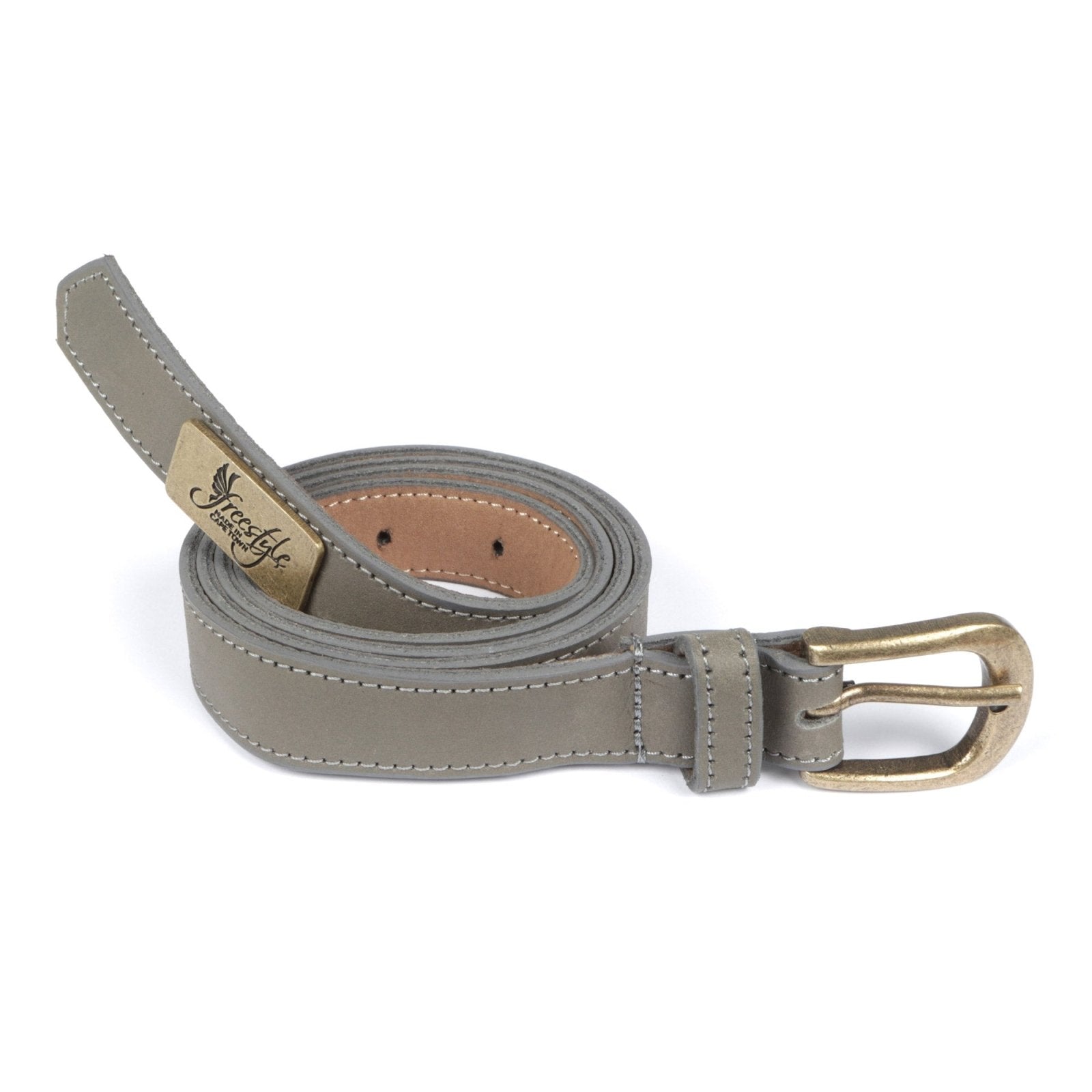 Black Friday - Lexi 22mm Ladies Grey Premium Leather Belt - Freestyle SA Proudly local leather boots veldskoens vellies leather shoes suede veldskoens