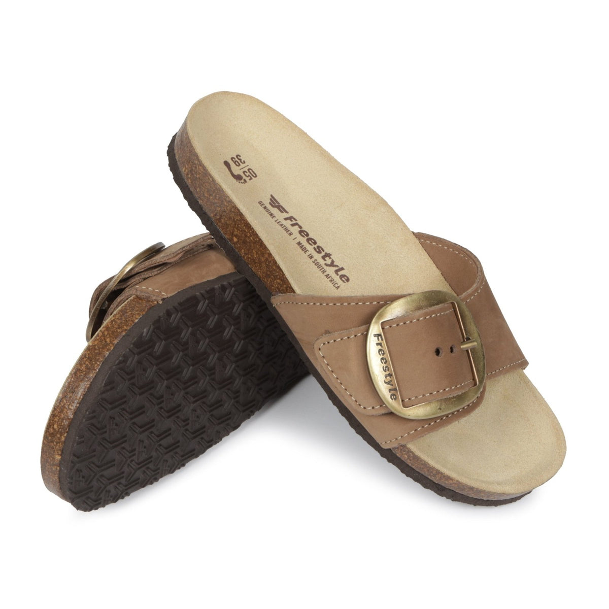 Corkies Saskia Ladies Anatomical Premium Leather sandals - Freestyle SA Proudly local leather boots veldskoens vellies leather shoes suede veldskoens