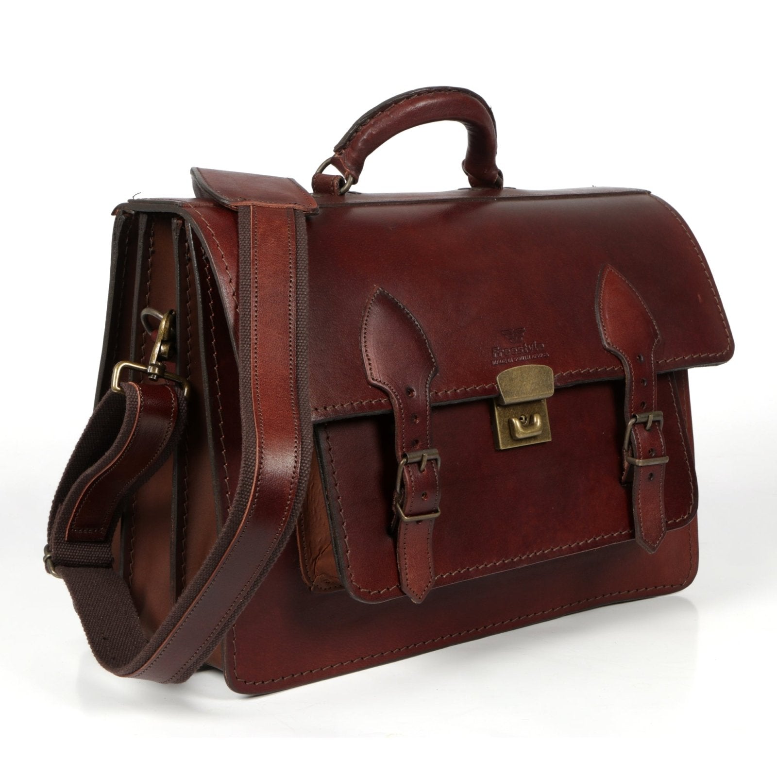 Midi III vegetable - tanned hand - dyed leather satchel - Freestyle SA Proudly local Apparel & Accessories leather boots veldskoens vellies leather shoes suede veldskoens