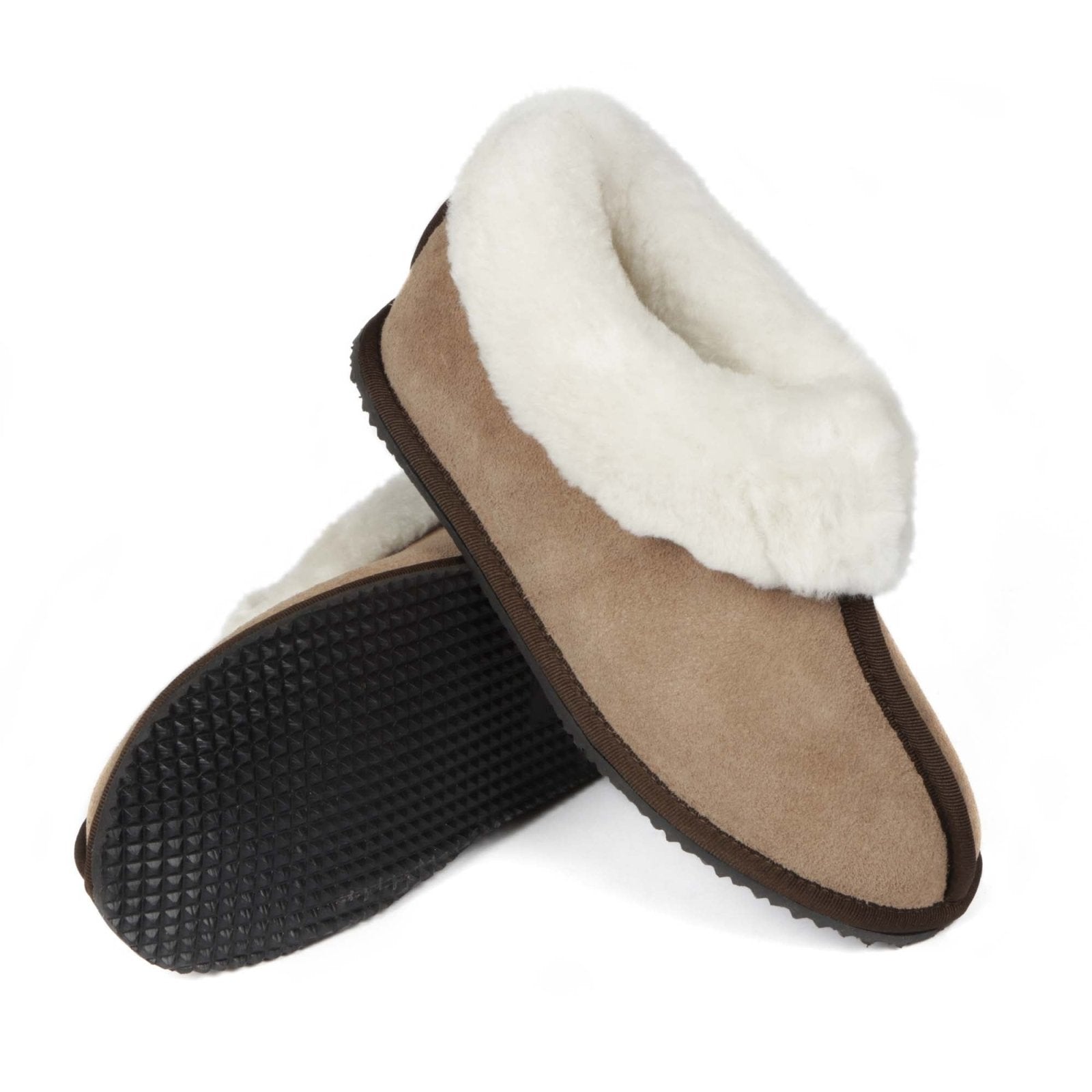 Sneeubok Ladies Premium Suede Woolen Slippers - Khaki - Freestyle SA Proudly local leather boots veldskoens vellies leather shoes suede veldskoens