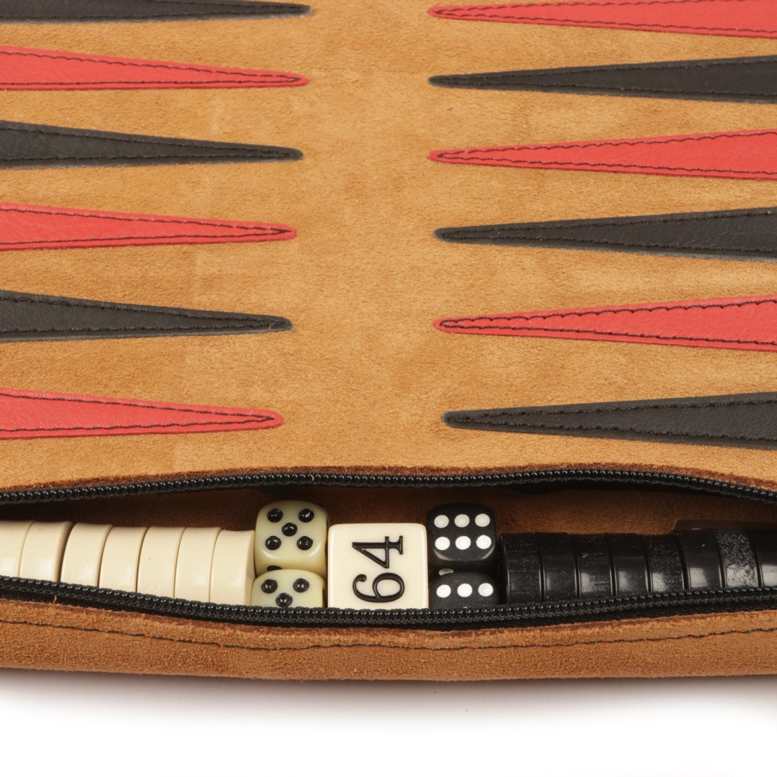 Backgammon Handmade premium suede leather Roll-up Travel Set
