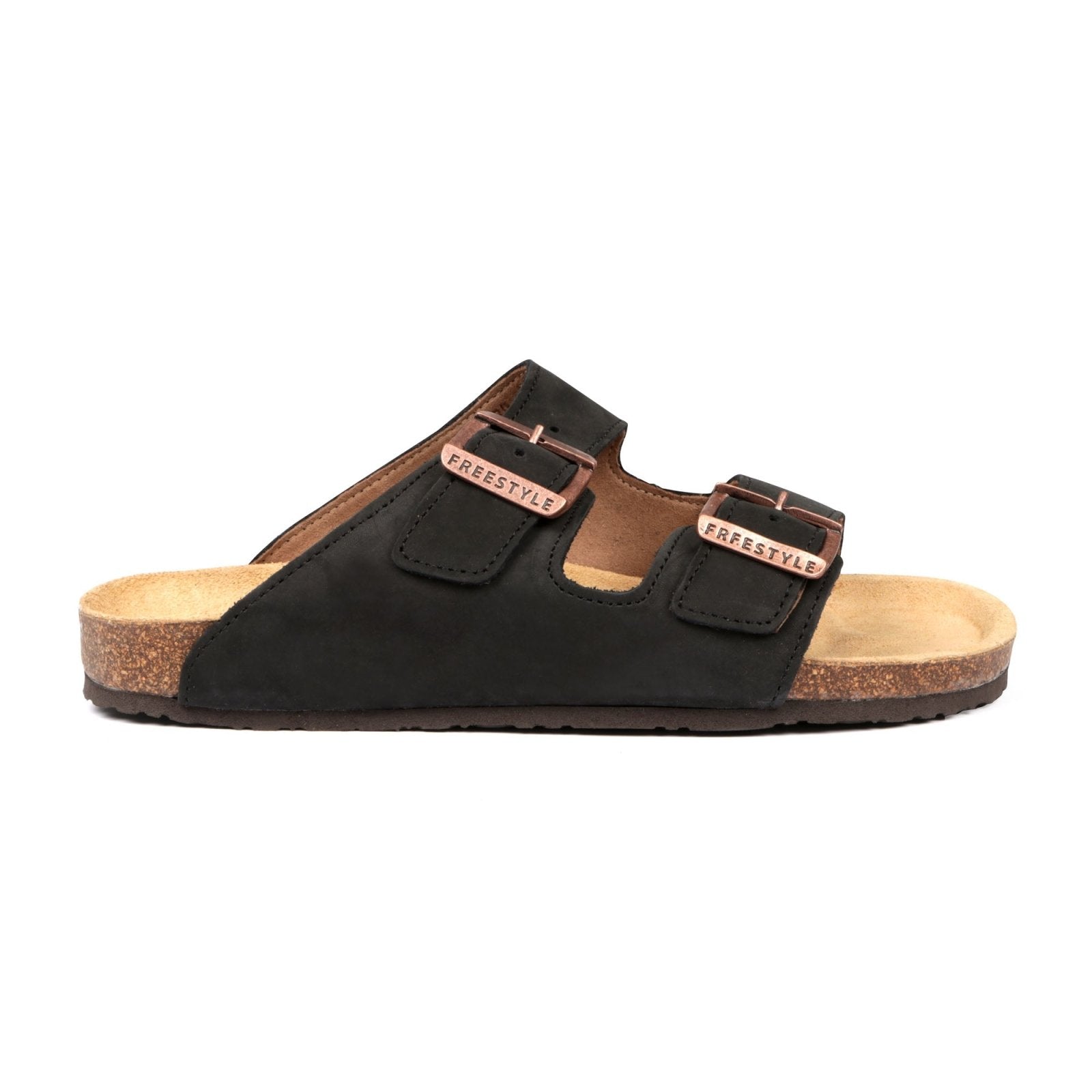 Freestyle Corkies Mattheus Premium Leather Anatomical Health Sandal - Nubuck Black - Freestyle SA Proudly local leather boots veldskoens vellies leather shoes suede veldskoens