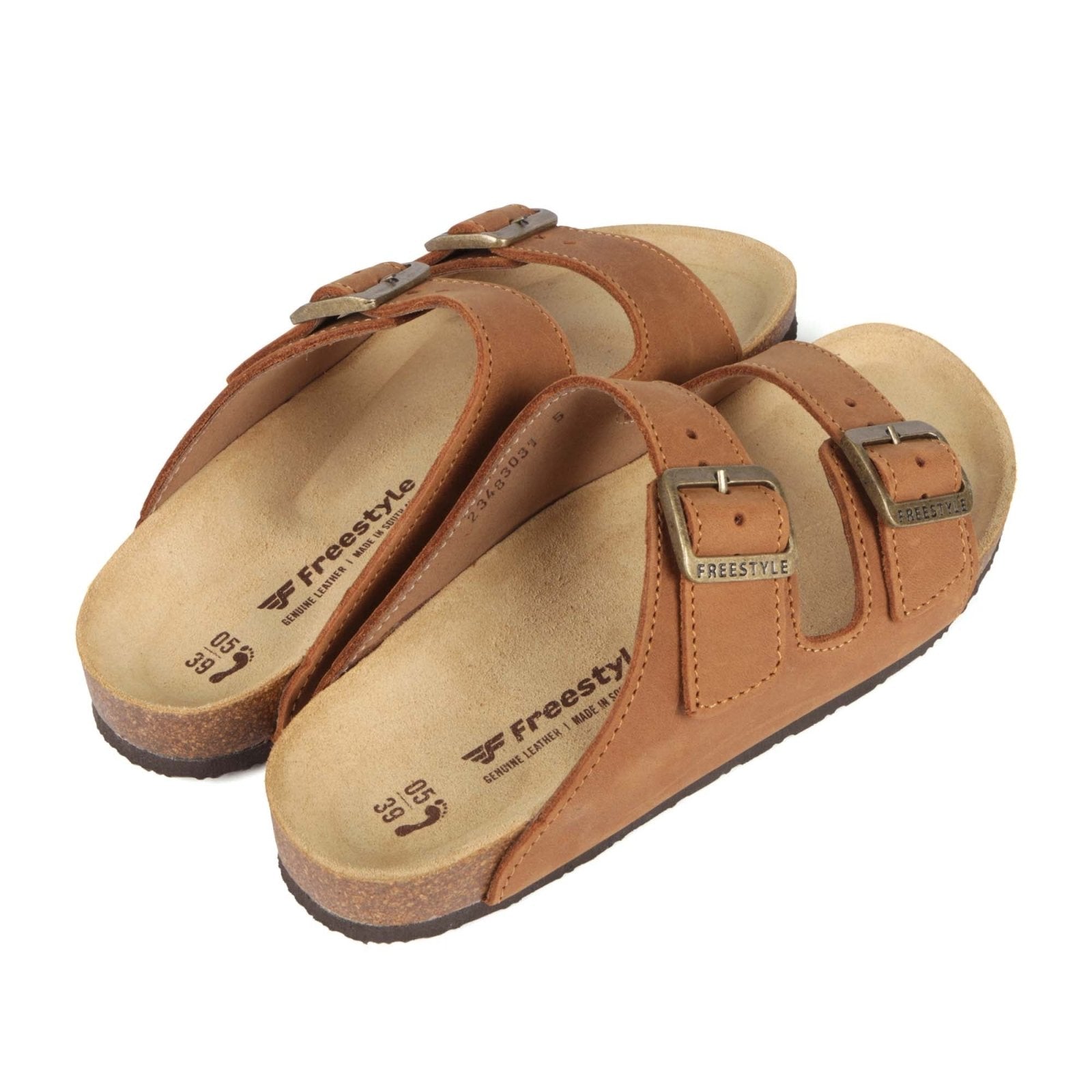 Freestyle Corkies Sophie Ladies Anatomical Premium Leather Sandals - Crazyhorse Mocca - Freestyle SA Proudly local leather boots veldskoens vellies leather shoes suede veldskoens