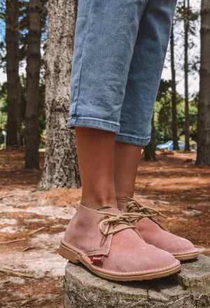 Hunter Vellie Unisex Premium Suede - Baby Pink - Freestyle SA Proudly local vellies leather boots veldskoens vellies leather shoes suede veldskoens