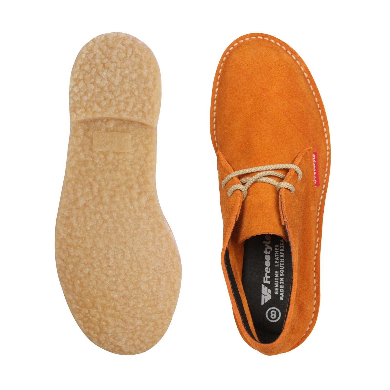 Hunter Vellie Unisex Premium Suede Veldskoen - Bright Orange - Freestyle SA Proudly local leather boots veldskoens vellies leather shoes suede veldskoens