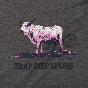 Tee Grey Melange Pink Nguni Bull T-Shirt - Freestyle SA Proudly local T-Shirt leather boots veldskoens vellies leather shoes suede veldskoens